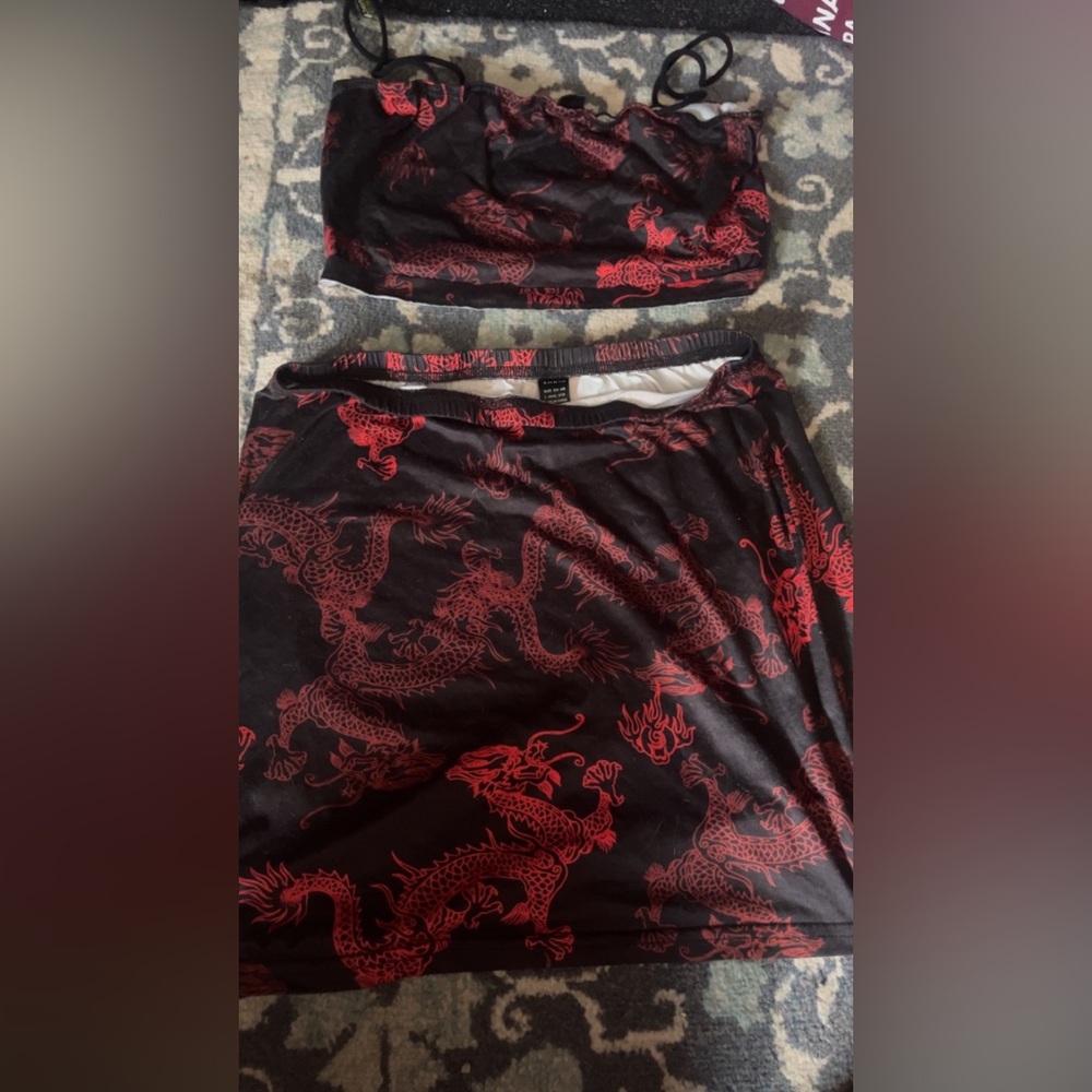 large shein crop top and skirt set